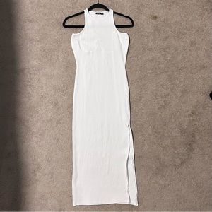 NastyGal white midi ribbed dress
